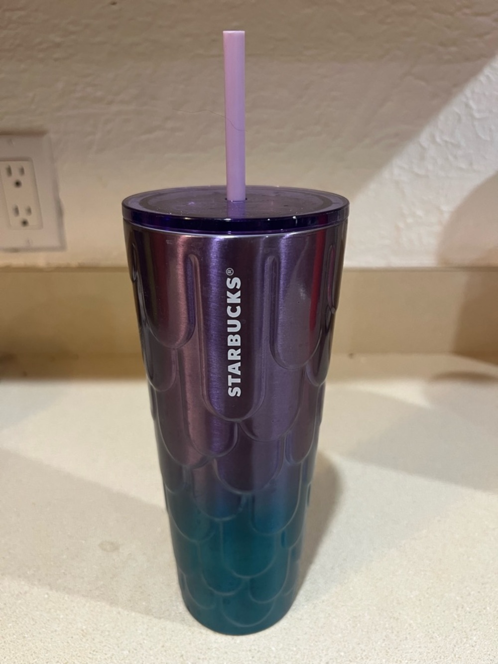 Starbucks Purple to Teal Ombre Tumbler with Pink Straw